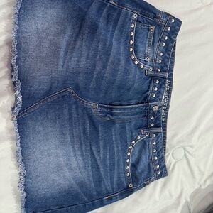 American Eagle Outfitters Blue Denim Skirt with Silver Studs